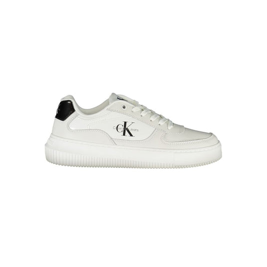 Calvin Klein Sleek White Lace-Up Sneakers with Contrast Details Calvin Klein Light Gray