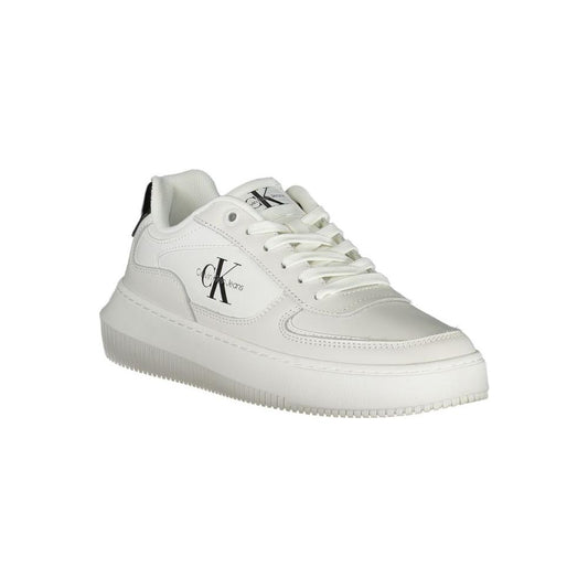 Calvin Klein Sleek White Lace-Up Sneakers with Contrast Details Calvin Klein Light Gray