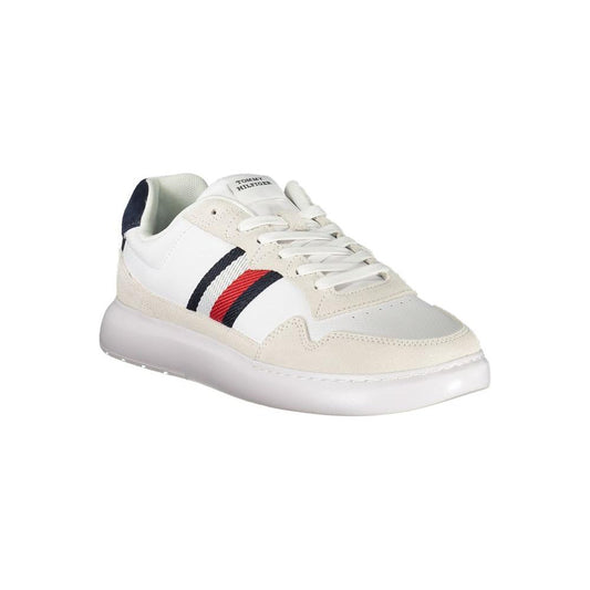 Tommy Hilfiger White Leather Men Sneaker Tommy Hilfiger Light Gray