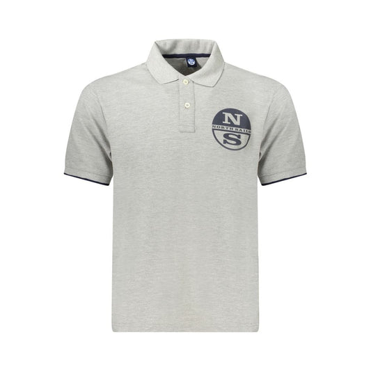 North Sails Gray Cotton Men Polo Shirt North Sails Gray