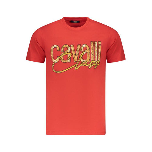Cavalli Class Red Cotton Men T-Shirt Cavalli Class Tomato
