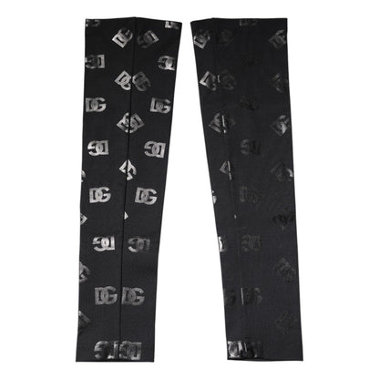 Dolce & Gabbana Black DG Logo Monogram Wool Stretch Arm Sleeves