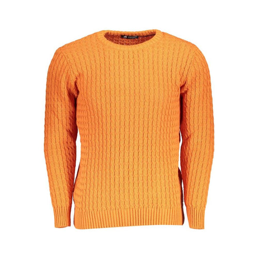 U.S. Grand Polo Elegant Twisted Crew Neck Orange Sweater