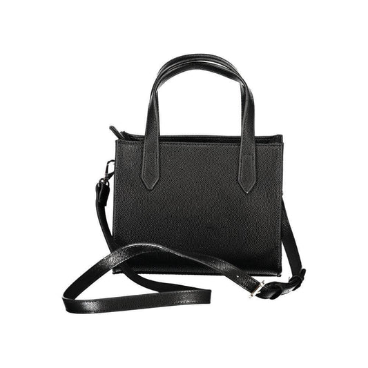 Valentino Bags black polyethylene women's handbag with two handles and removable shoulder strap for versatile wear.