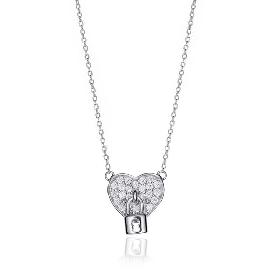 VICEROY JEWELS Mod. 71062C000-30: Silver heart necklace for ladies with a lock design, suitable for formal wear.