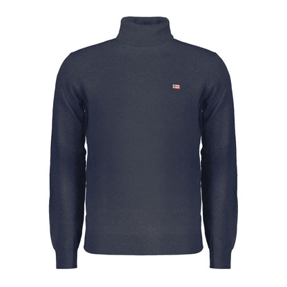Norway 1963 Blue Polyamide Men Sweater turtleneck with luxury logo embroidery, perfect for combining elegance and comfort.