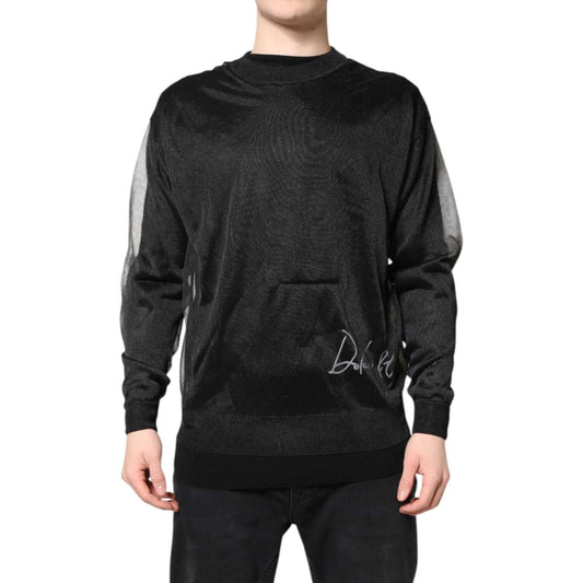 Dolce & Gabbana Black Logo Knitted Crewneck Pullover Sweater