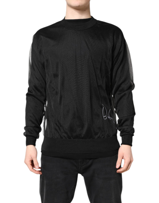 Dolce & Gabbana Black Logo Knitted Crewneck Pullover Sweater TSH878516-48