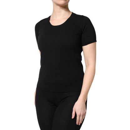 Dolce & Gabbana Black Cotton Round Neck Short Sleeve T-shirt