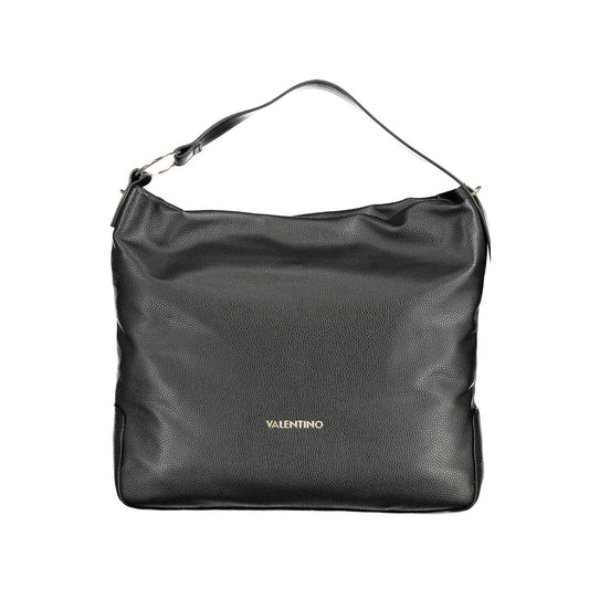 Mario Valentino Black Polyethylene Women Handbag with single handle and adjustable shoulder strap, featuring spacious interior.