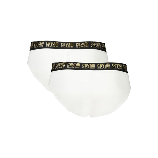 Cavalli Class white cotton men's underwear with logo waistband, premium comfort with 95% cotton and 5% elastane blend.