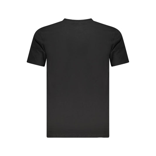Cavalli Class black cotton men’s T-shirt, back view, showcasing sleek design and premium fabric for modern casual luxury.