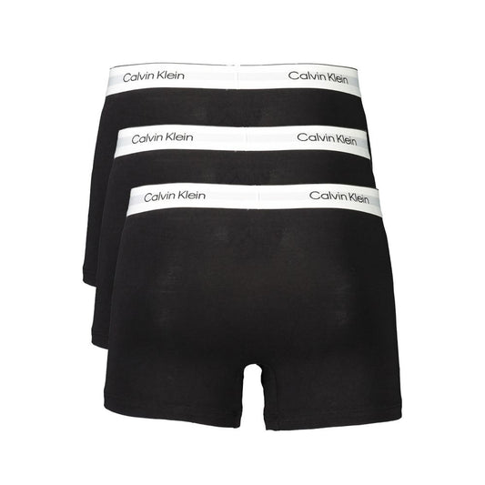 Calvin Klein black cotton men's boxer briefs tri-pack with logo waistband, eco-friendly, sustainable fashion.