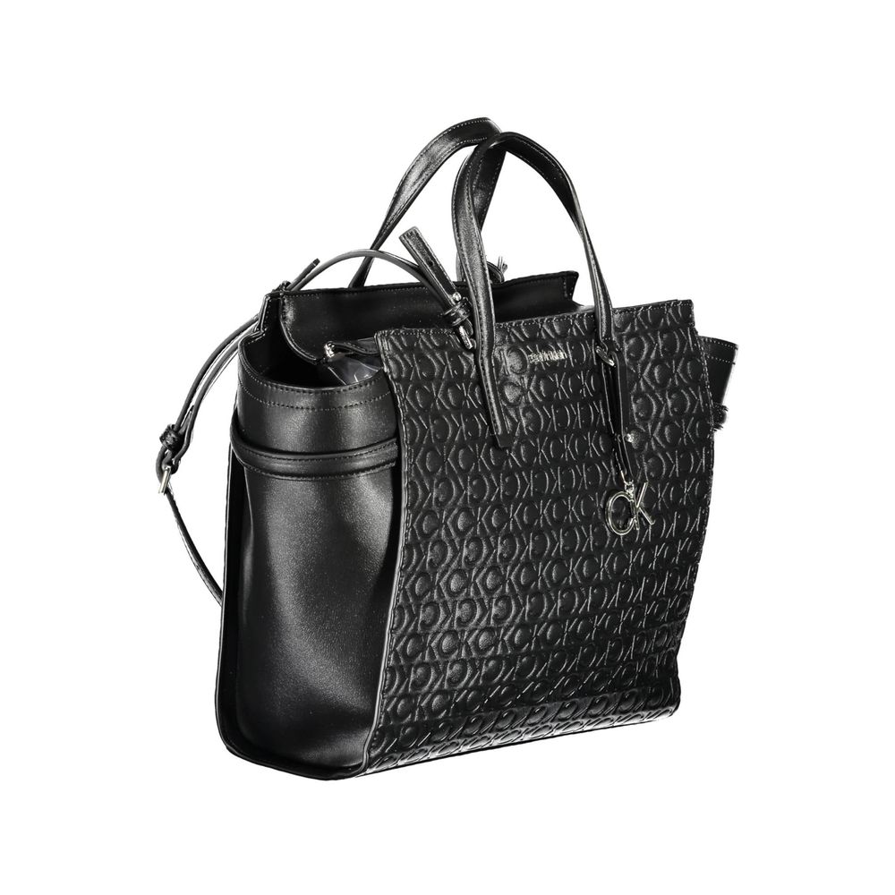 Calvin Klein Black Polyester Women Handbag with adjustable strap and eco-friendly design, showcasing sustainable luxury and style.