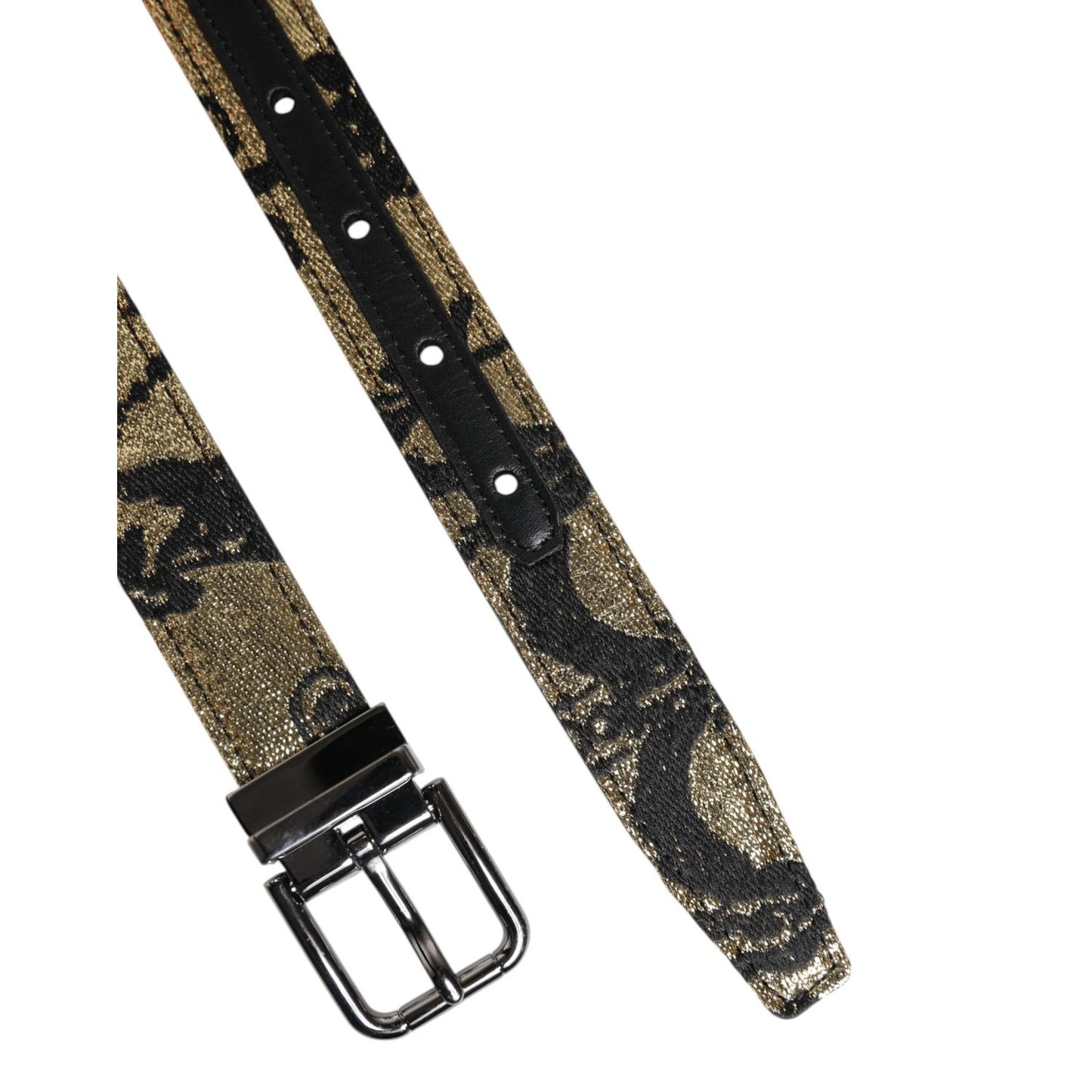 Dolce & Gabbana Multicolor Jacquard Leather Metal Buckle Belt BEL9408-90