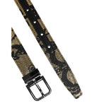 Dolce & Gabbana Multicolor Jacquard Leather Metal Buckle Belt BEL9408-90