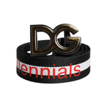 Dolce & Gabbana Black Cotton Logo Print DG Buckle Belt BEL9424-90