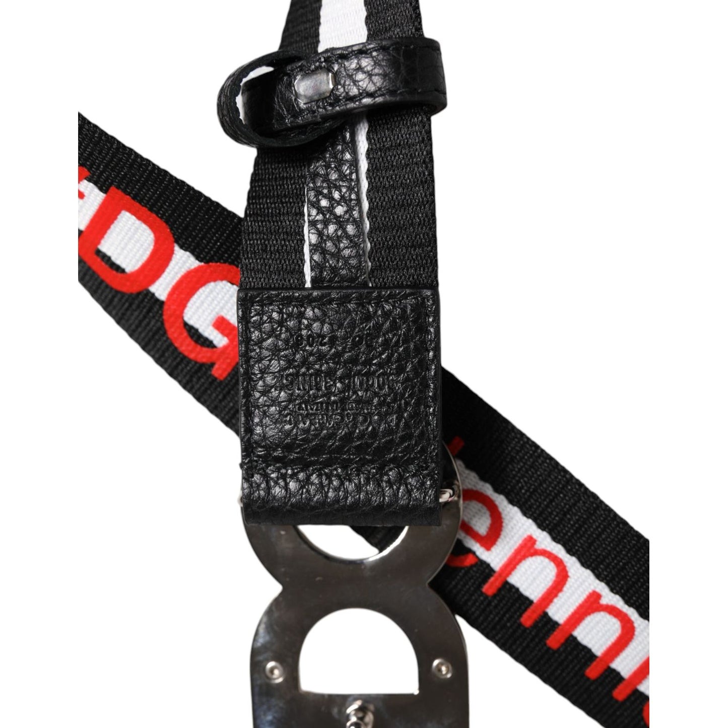 Dolce & Gabbana Black Cotton Logo Print DG Buckle Belt BEL9424-90