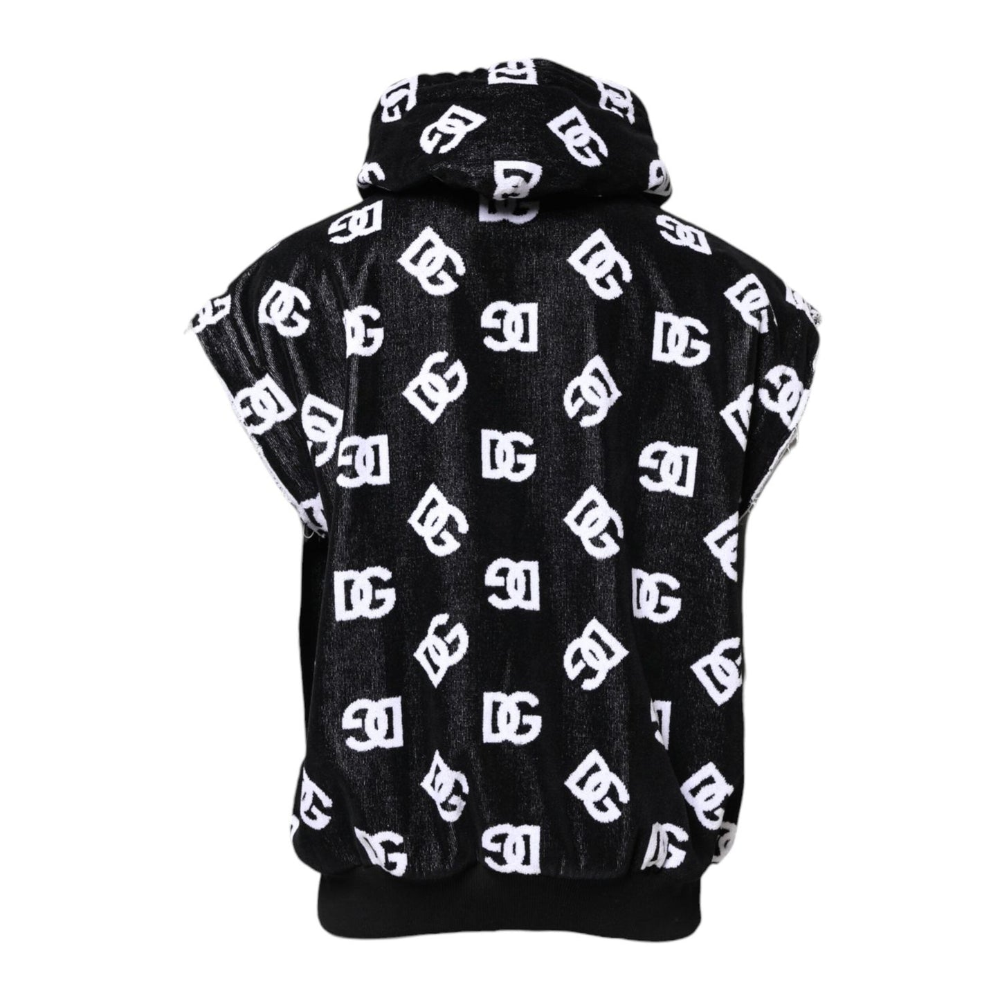 Dolce & Gabbana Black DG Cotton Hooded Sleeveless Sweater THS90350-60