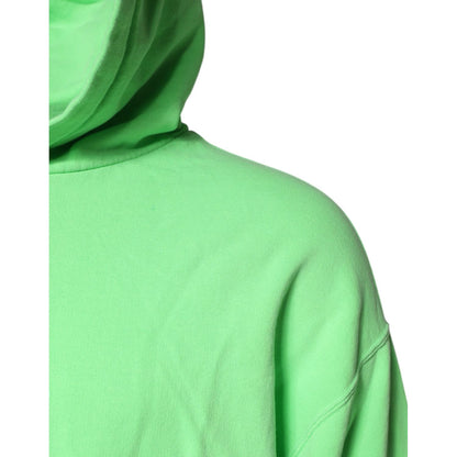 Dolce & Gabbana Green Cotton DG Logo Print Hooded Sweater