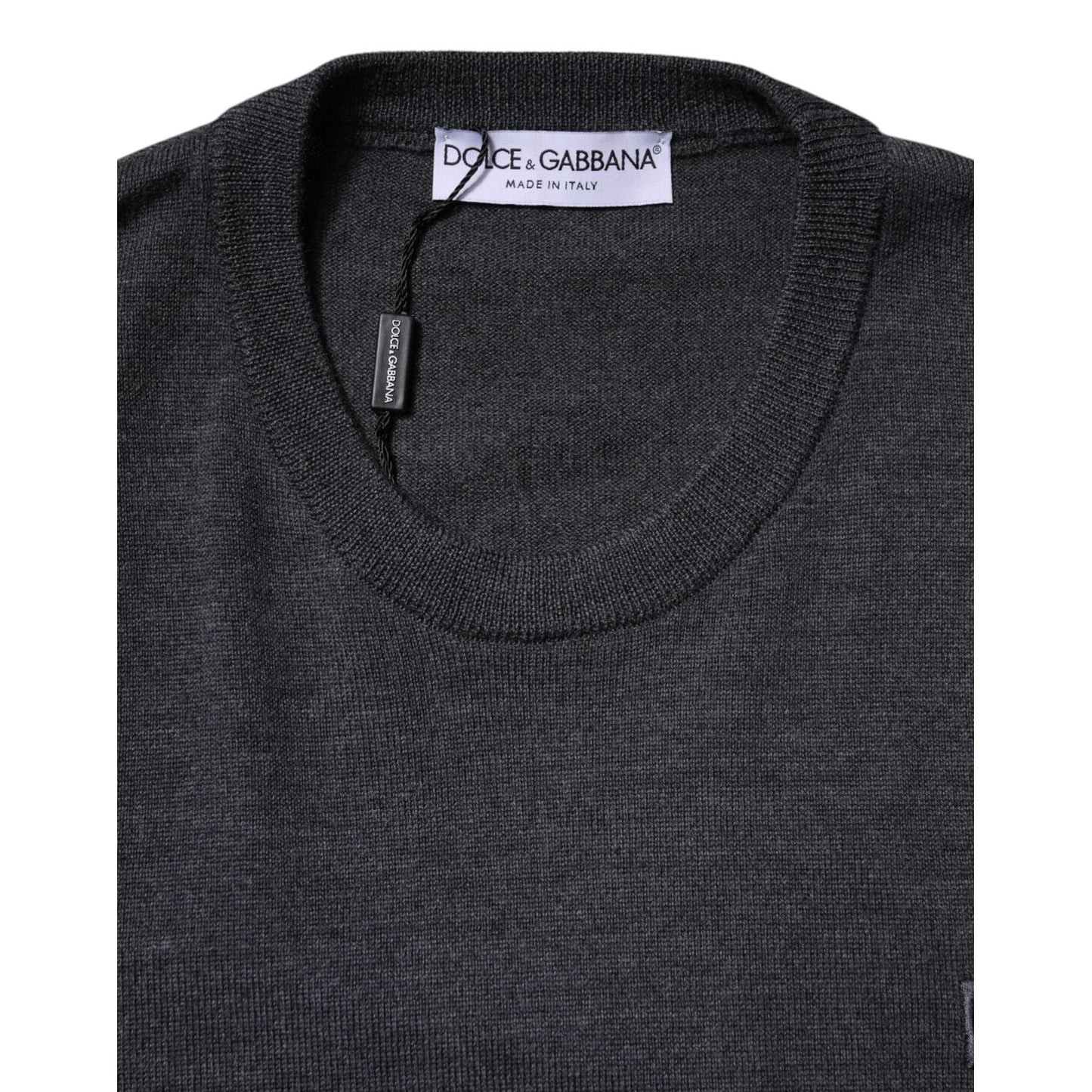 Dolce & Gabbana Gray Wool Logo Knitted Men Pullover Sweater