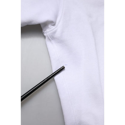 Dolce & Gabbana White Logo Cotton Crew Neck Pullover Sweater