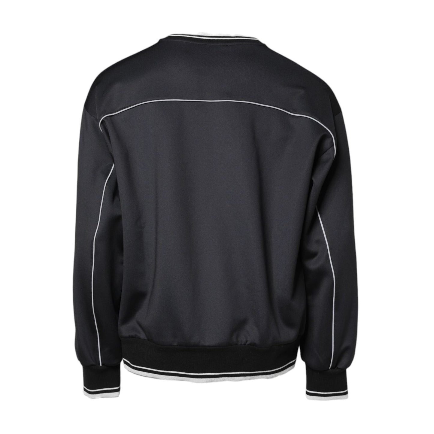 Dolce & Gabbana Black Logo Polyester Crew Neck Men Pullover Sweater