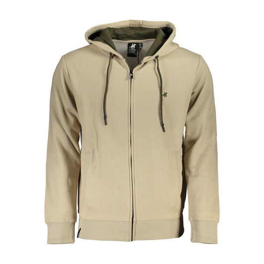 U.S. Grand Polo Chic Beige Hooded Zip Sweater