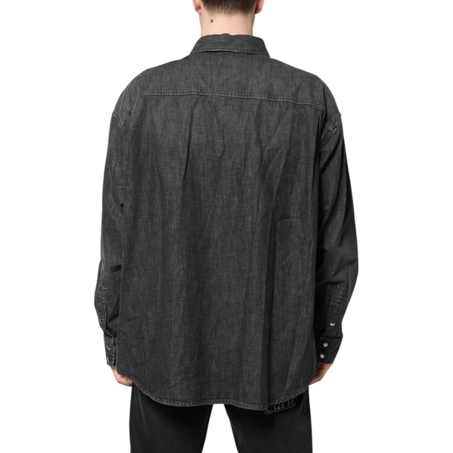 Dolce & Gabbana Gray Long Sleeves Button Down Denim Shirt