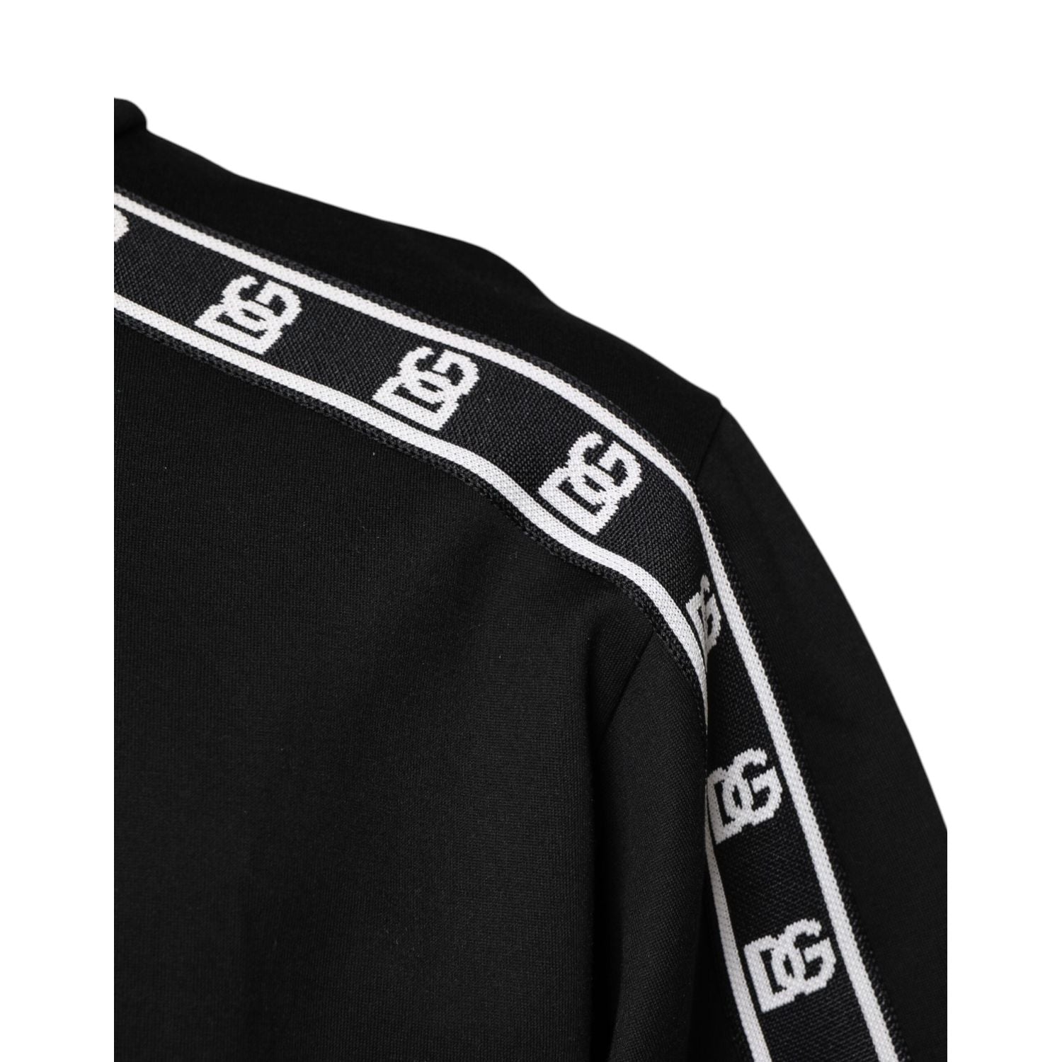 Dolce & Gabbana Black Cotton DG Print Turtleneck T-shirt