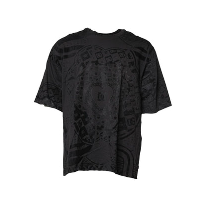 Dolce & Gabbana Black Cotton Bandana Logo Crew Neck T-shirt