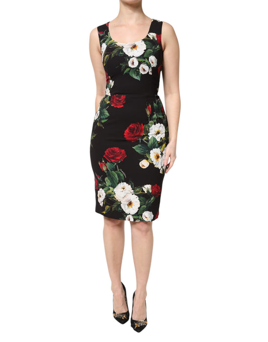 Dolce & Gabbana Black Floral Print Sleeveless Sheath Dress DR81504-40