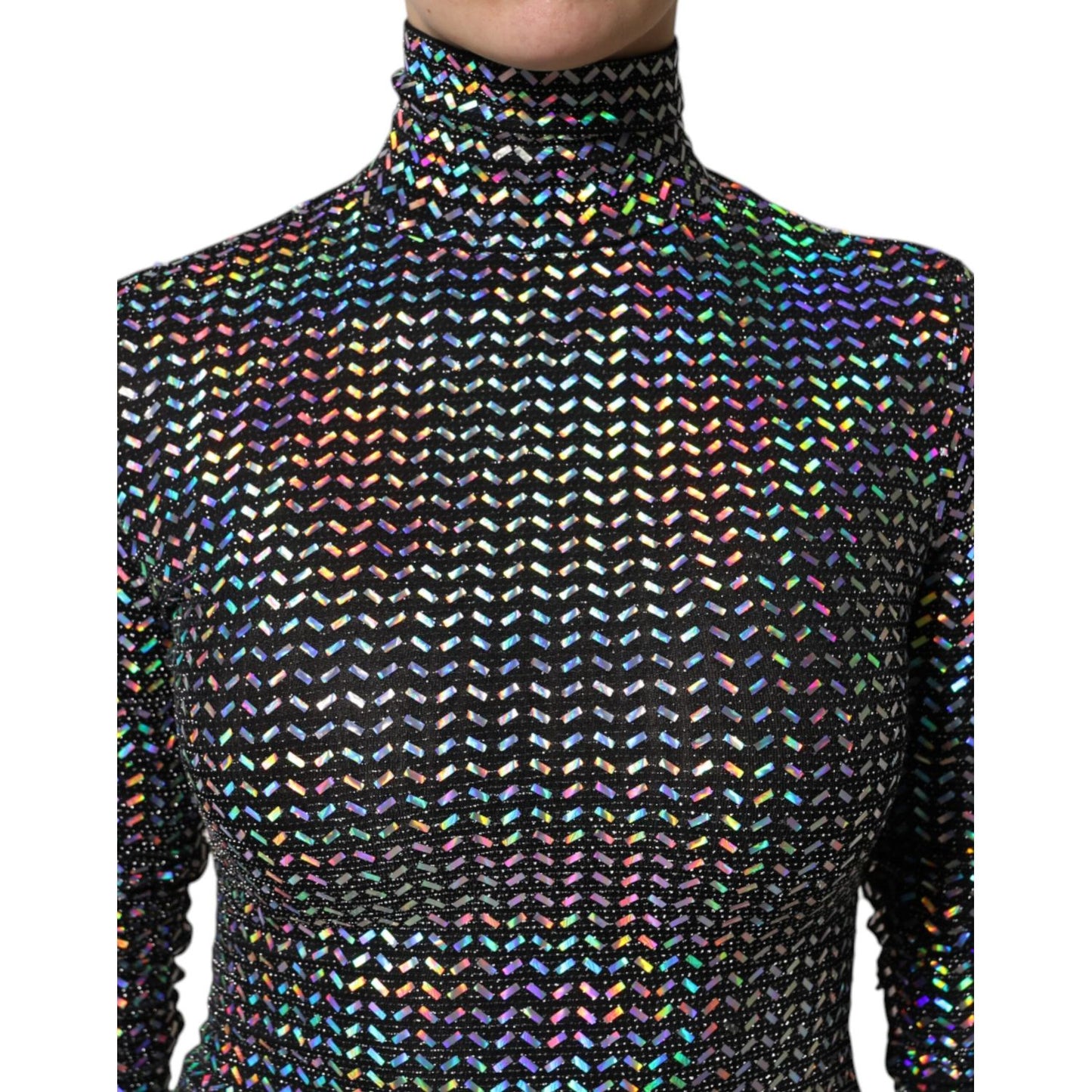 Dolce & Gabbana Black Embellished Nylon Bodycon Mini Dress