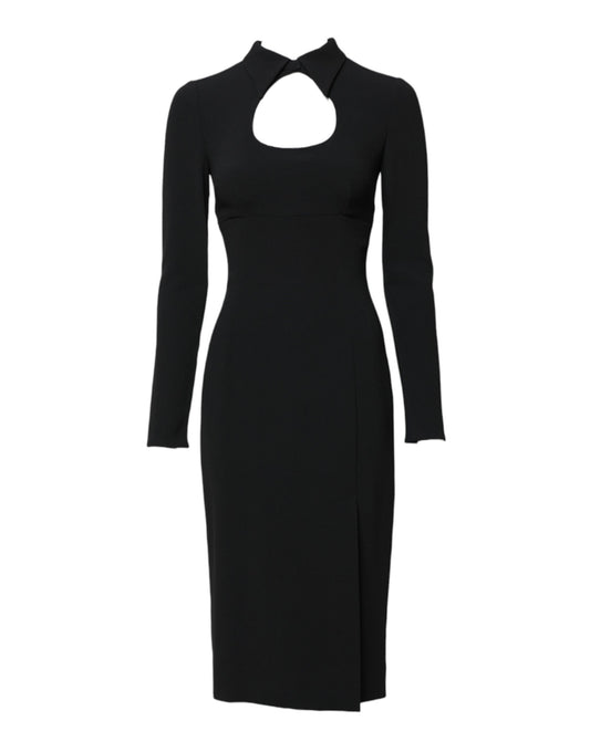 Dolce & Gabbana Black Long Sleeves Bodycon Sheath Midi Dress DR281243-38