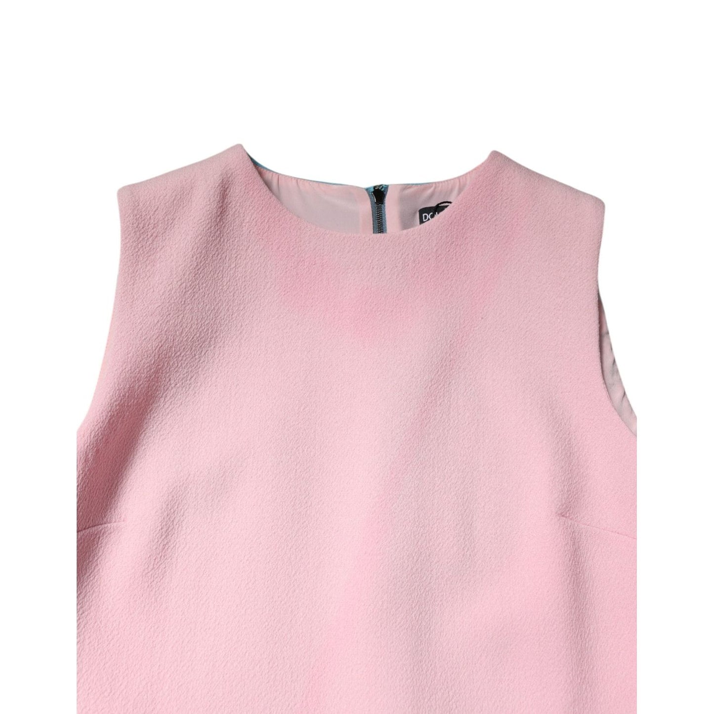 Dolce & Gabbana Pink Blue Wool Sleeveless Shift Mini Dress DR281248-38