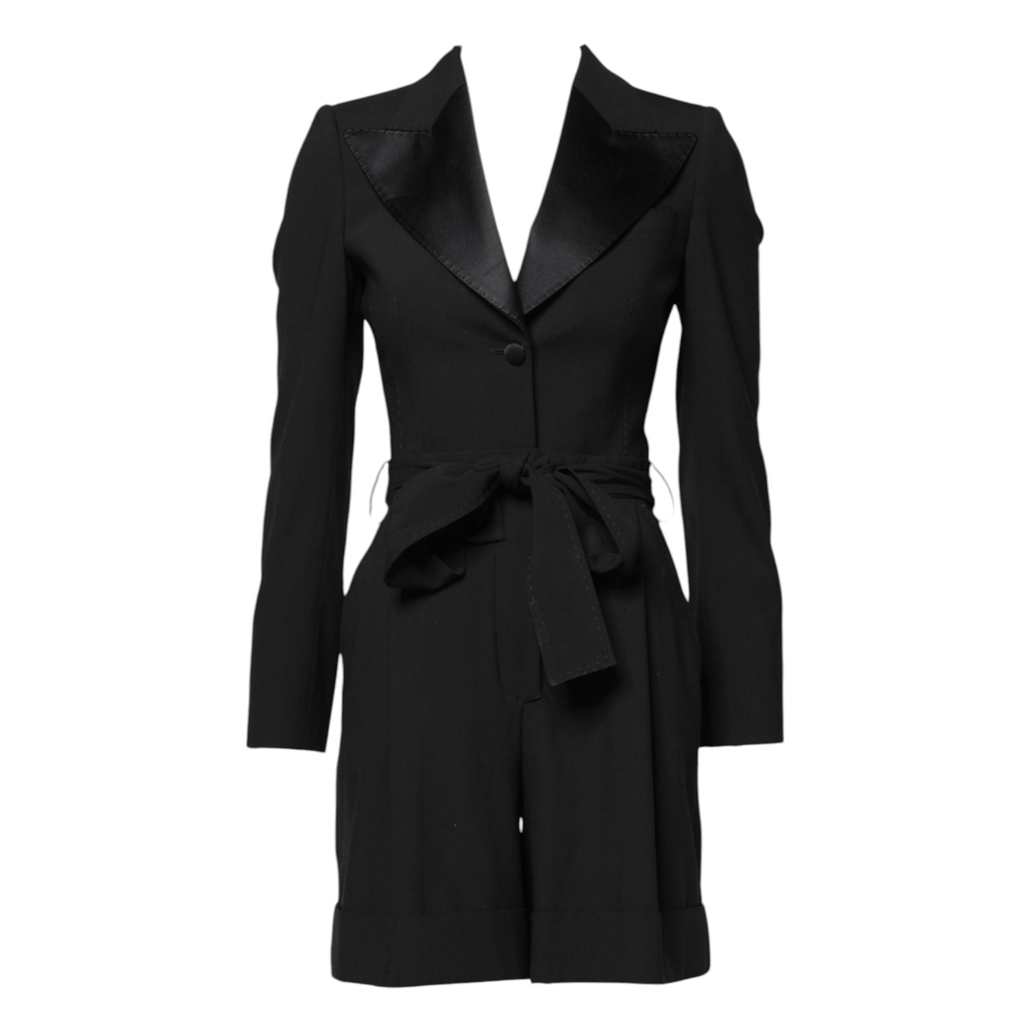 Dolce & Gabbana Black Wool Jumpsuit Dress Women Coat Jacket