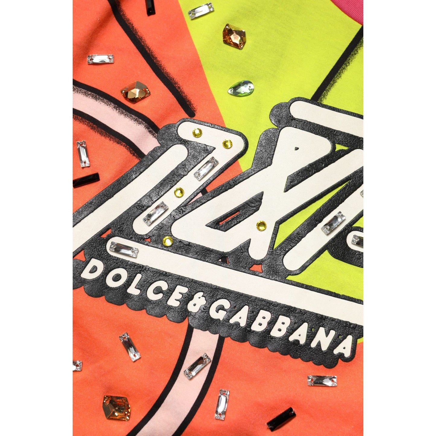 Dolce & Gabbana Multicolor Printed Crystal Embellishment Top TSH90411-40