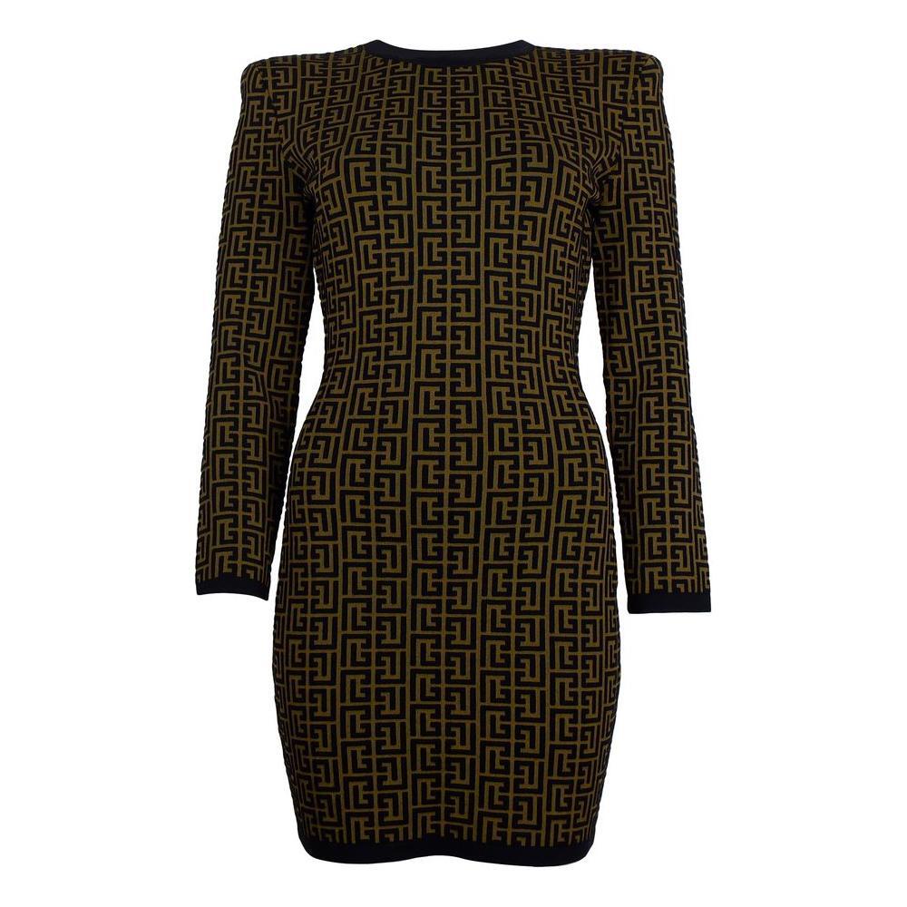 Balmain Brown Wool Dress BA-15390-IT42|M