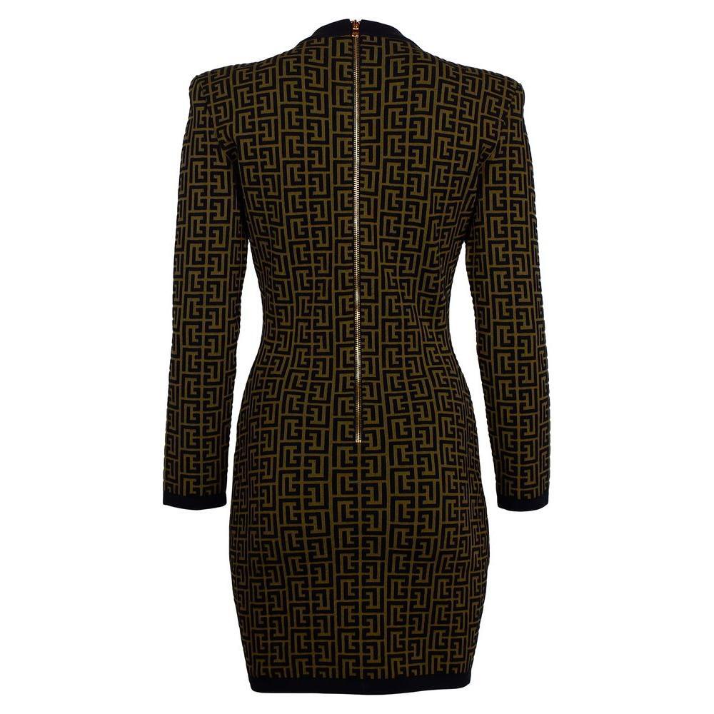 Balmain Brown Wool Dress BA-15390-IT42|M
