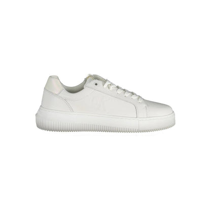 Calvin Klein White Leather Women Sneaker with contrasting details for a stylish, comfortable look.