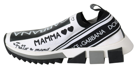 Dolce & Gabbana White Black Slip On Sorrento Sneakers LA8152-36