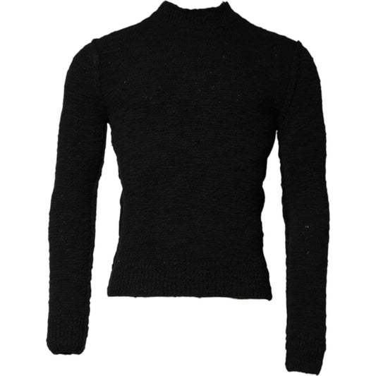 Dolce & Gabbana Black Wool Knit Crew Neck Pullover Sweater
