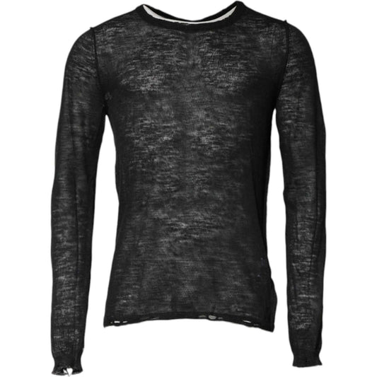 Dolce & Gabbana Black Polyester Crew Neck Pullover Sweater
