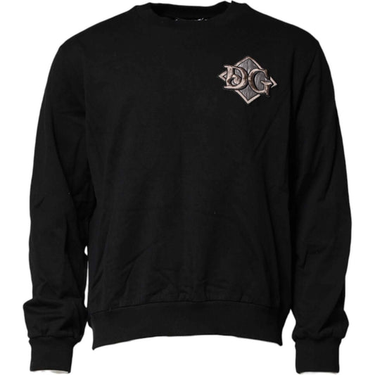 Dolce & Gabbana Black Logo Embroidery Sweatshirt Sweater