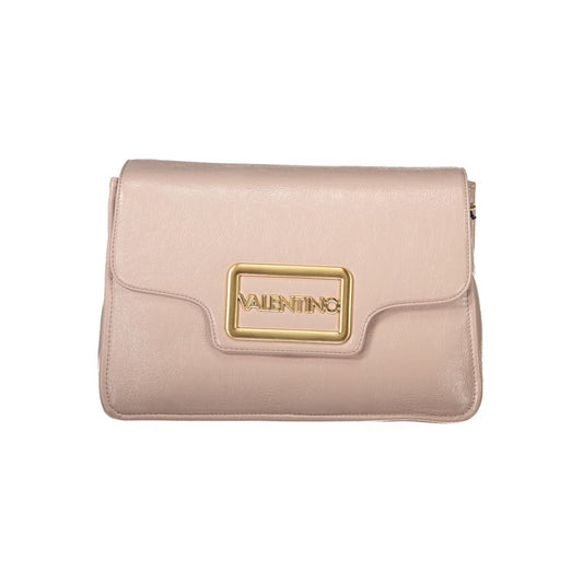 Mario Valentino Pink Polyethylene Women Handbag with gold accents and structured interior, featuring versatile carry options.
