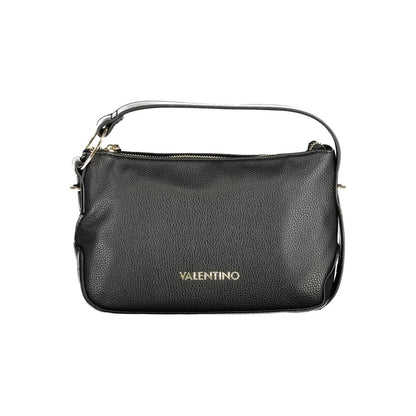 Mario Valentino Black Polyethylene Women Handbag with adjustable shoulder strap and zip closure, ideal for stylish organization.