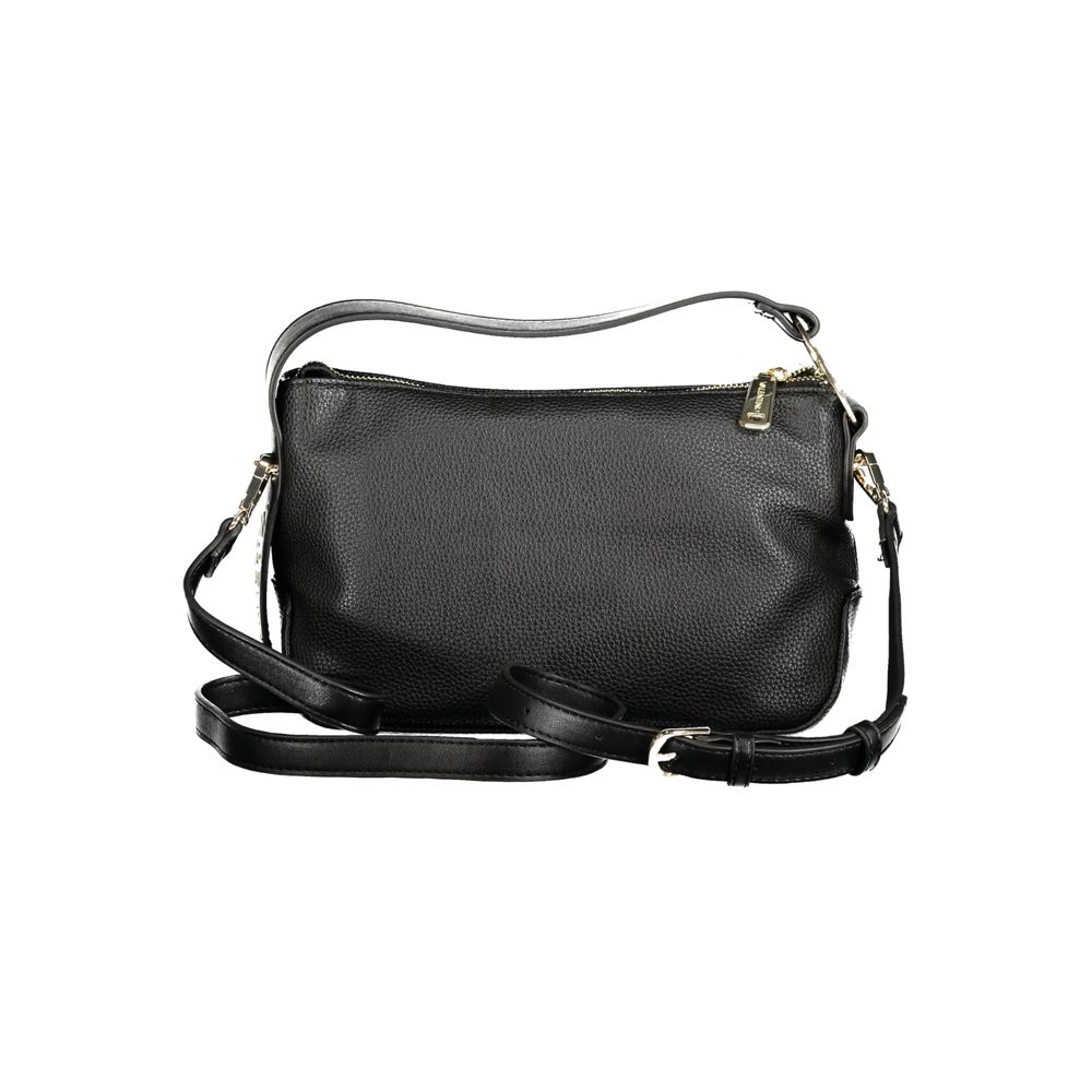 Mario Valentino Black Polyethylene Women Handbag with adjustable strap and internal pocket, ideal for stylish organization.