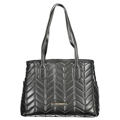 Mario Valentino Black Polyethylene Women Handbag with quilted design and shoulder straps for modern elegance and practicality.