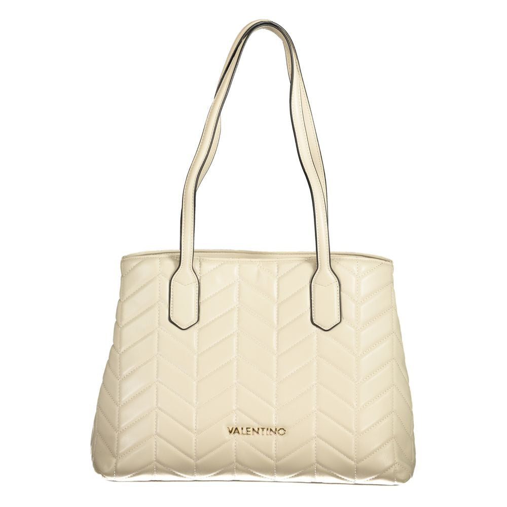 Mario Valentino Beige Polyethylene Women Handbag with stylish design and elegant shoulder handles for practicality and sophistication.