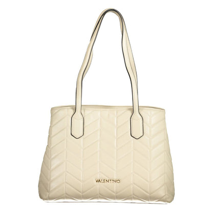Mario Valentino Beige Polyethylene Women Handbag with stylish design and elegant shoulder handles for practicality and sophistication.